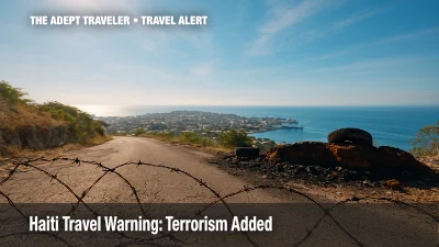 Haiti travel warning roadblock blocking coastal highway.