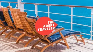 Deck chairs on a cruise ship.