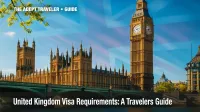 United Kingdom visa requirements guide illustrated by sunlit Big Ben and Parliament across the Thames.