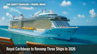Ovation of the Seas sailing under sunny skies after Royal Caribbean refurbishment.