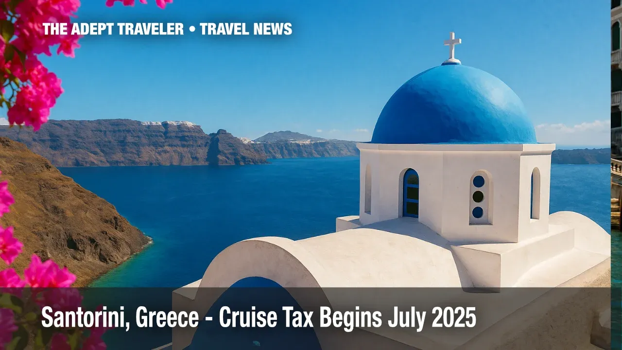 Blue‑domed church above Aegean Sea in Santorini, Greece.