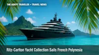 Luxury yacht in turquoise lagoon on French Polynesia cruise