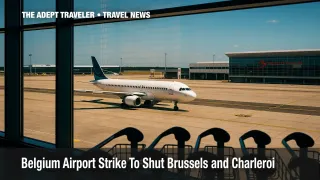 Empty Brussels airport terminal during Belgium airport strike.