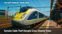 Eurostar train at Lille Europe station after cable theft disruption.