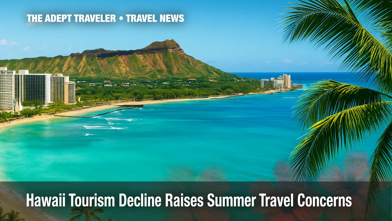 Aerial view of Diamond Head and Waikiki shoreline illustrating Hawaii tourism decline.
