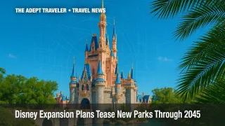 Aerial view of Cinderella Castle with blueprint overlay, illustrating Disney Orlando expansion.