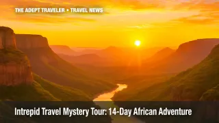Sunrise above Southern African mountains on Intrepid Travel mystery tour.