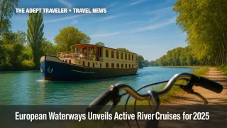 Luxury barge and cyclist on Canal du Midi during an active river cruise