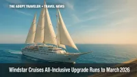 Windstar Cruises promotion sailing yacht on cerulean sea