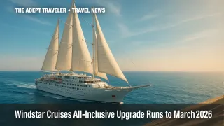 Windstar Cruises promotion sailing yacht on cerulean sea