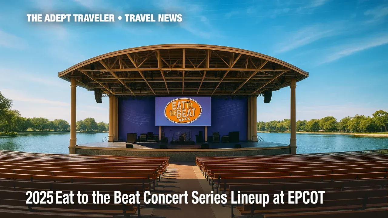 Stage view of EPCOT Eat to the Beat Concert Series 2025 at America Gardens Theatre.