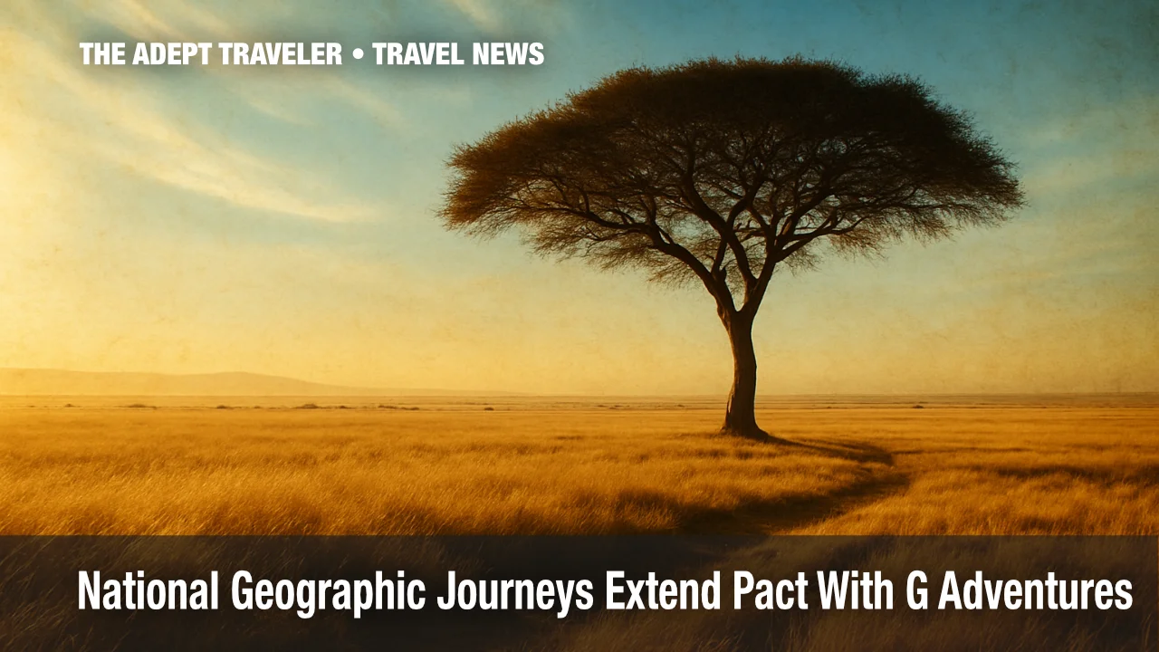 Sunrise over Serengeti acacia tree symbolizing National Geographic Journeys and community tourism.