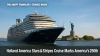 Zuiderdam on America's 250th Celebration cruise passing the Statue of Liberty at midday