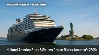 Zuiderdam on America's 250th Celebration cruise passing the Statue of Liberty at midday