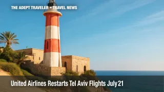 Old Jaffa Lighthouse against clear sky illustrates United Airlines Tel Aviv flights.