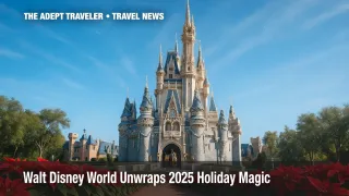 Cinderella Castle lit for Walt Disney World holiday season.