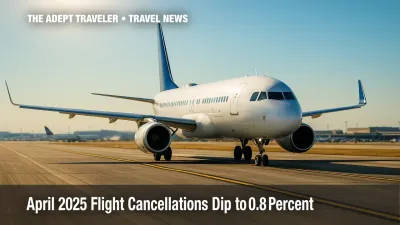 U.S. jetliner taxiing, illustrating April 2025 flight reliability.