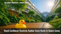 Rubber duck and lush shipboard garden illustrate Royal Caribbean duck ban.