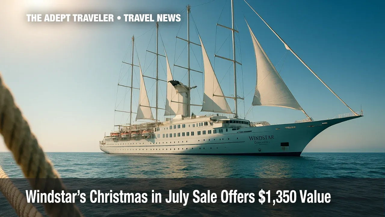 Windstar yacht at sea during Christmas in July sale.