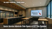 Modern American Airlines Provisions by Admirals Club interior with grab-and-go counters at CLT lounge.