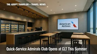Modern American Airlines Provisions by Admirals Club interior with grab-and-go counters at CLT lounge.