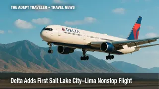 Delta Boeing 767-300ER approaches Salt Lake City for new nonstop Lima service.