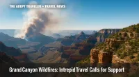 Smoke plumes over Grand Canyon North Rim during Dragon Bravo Fire, Grand Canyon wildfires.