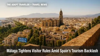 Málaga cityscape under sunny sky promotes new tourism rules