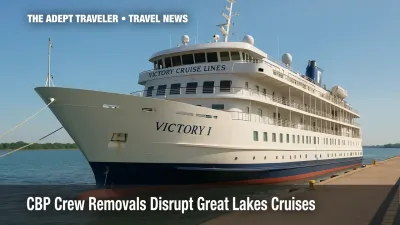 Victory Cruise Lines ship docked on Great Lakes after CBP crew removals news.