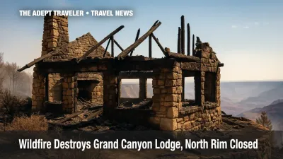 Charred remains of Grand Canyon Lodge after Dragon Bravo Fire on the North Rim.