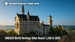 Neuschwanstein Castle framed against clear sky, symbolizing UNESCO World Heritage Sites expansion.