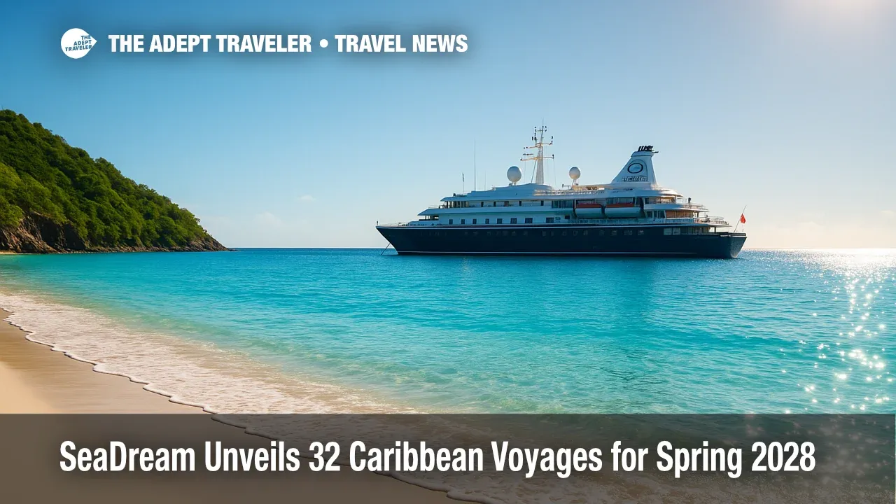 SeaDream yacht anchored off a pristine BVI beach under bright sun, showcasing luxury Caribbean yachting experience.