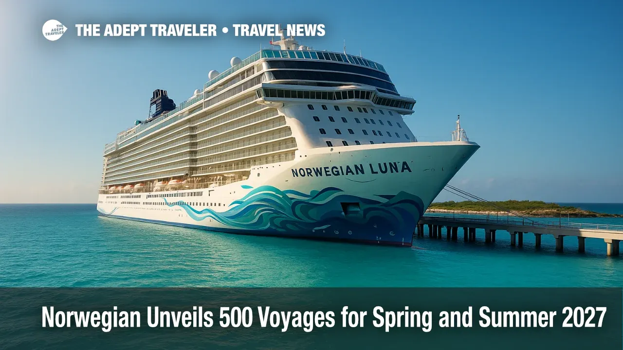 Norwegian Luna berthed at Great Stirrup Cay's new pier as turquoise waters shimmer beneath a clear sky.