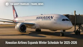 Hawaiian Airlines 787 Dreamliner on Honolulu tarmac, clear skies, symbolizing the expanded winter schedule.