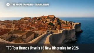 Dubrovnik's sun-lit medieval walls curve above the Adriatic, showcasing a highlight of TTC Tour Brands' new itineraries for 2026, travel news focus.