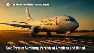 American Airlines Boeing 737-800 powers down a sunlit runway at golden hour, symbolizing the thrill of travel.