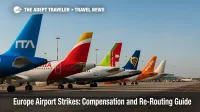 Multiple European carriers' jets sit idle at Rome Fiumicino amid Europe airport strikes, illustrating widespread disruptions.