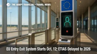 Automated border-control gate illustrates Europe's new biometric Entry Exit System launching in October 2025 for Schengen travelers.