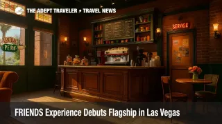 Interactive Central Perk set at MGM Grand lets travelers pose for photos inside the new FRIENDS Experience Las Vegas flagship.