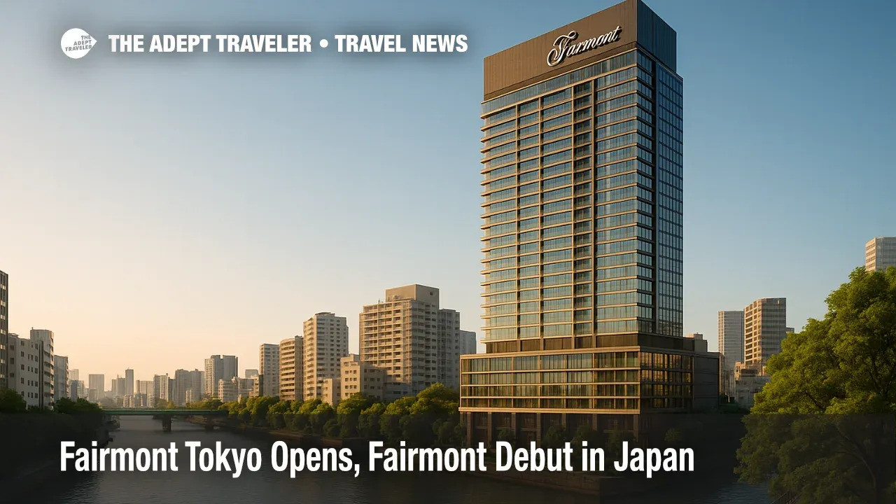 Evening view of Fairmont Tokyo’s upper floors above Shibaura canals, showcasing new Tokyo luxury hotel skyline