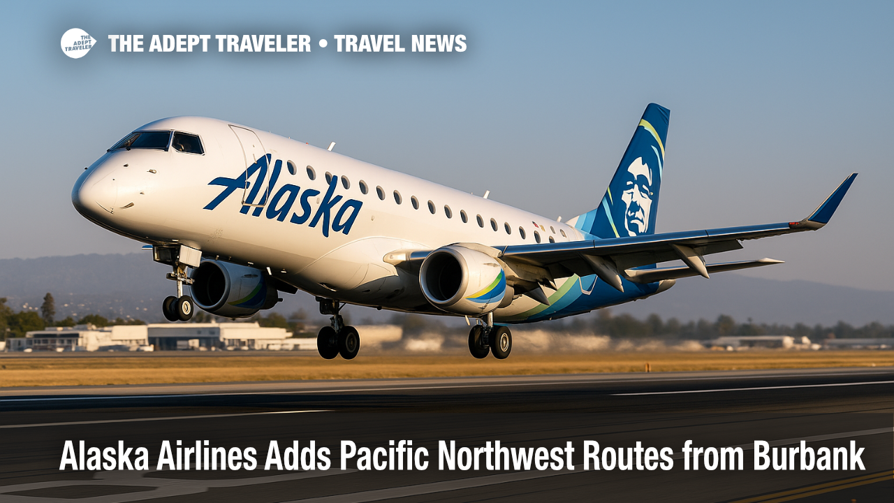 Alaska Airlines Embraer 175 lifts off from Hollywood Burbank Airport, illustrating the new Burbank routes to the Pacific Northwest.