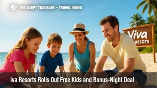 Families enjoy Viva Resorts beach as kids-stay-free promotion boosts value for Caribbean vacations.