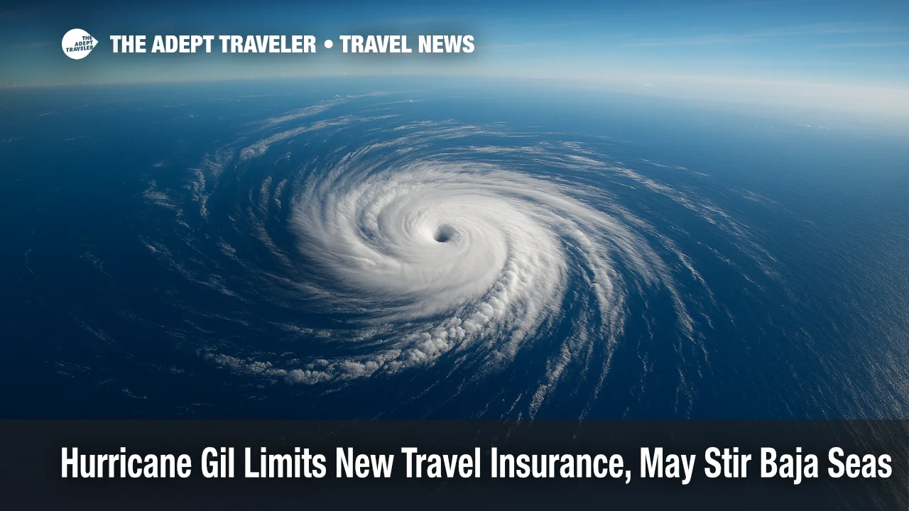 Satellite view shows Hurricane Gil's well-defined eye swirled by bright white clouds over deep-blue Pacific waters, illustrating active 2025 season.
