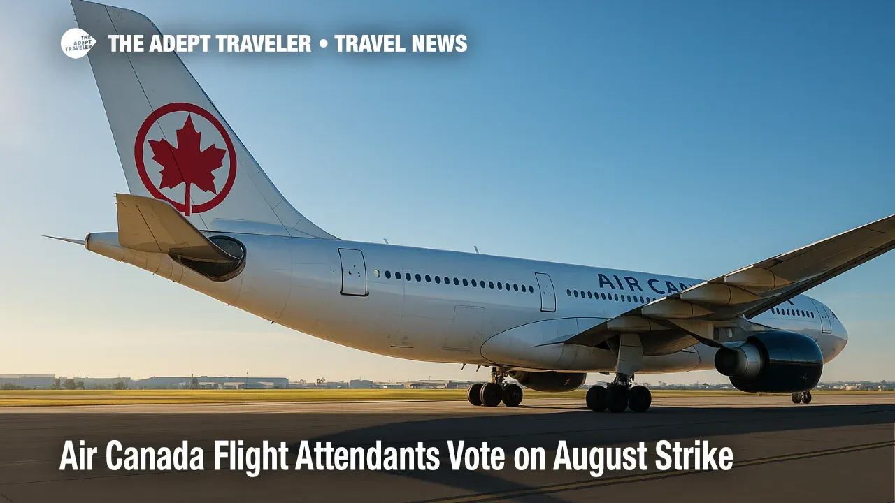 Air Canada Airbus A330 at Toronto Pearson, illustrating potential flight attendant strike disruption, primary keyword included.