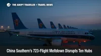 Grounded China Southern jets line Guangzhou ramp after China Southern flight cancellations, illustrating disruption.
