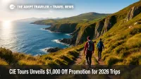 Hikers traverse the Beara Peninsula on a CIE Tours promotion walking tour through Ireland's coastal scenery.