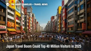 Throngs of visitors cross Dotonbori Bridge in Osaka during the 2025 Japan travel boom, reflecting soaring tourist numbers and vibrant city energy.
