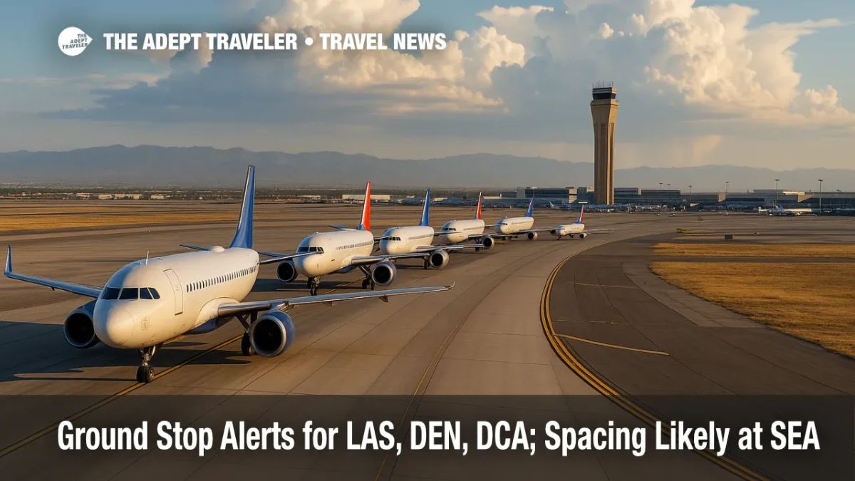 Ground Stop Alerts for LAS, DEN, DCA; Spacing Likely at SEA