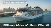 MSC Meraviglia docked at PortMiami on a clear morning, signaling the ship's new Caribbean cruise homeport.