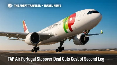 Wide-angle photo of TAP Air Portugal A330-900neo lifting off under clear skies, illustrating the refreshed TAP Air Portugal stopover offer.